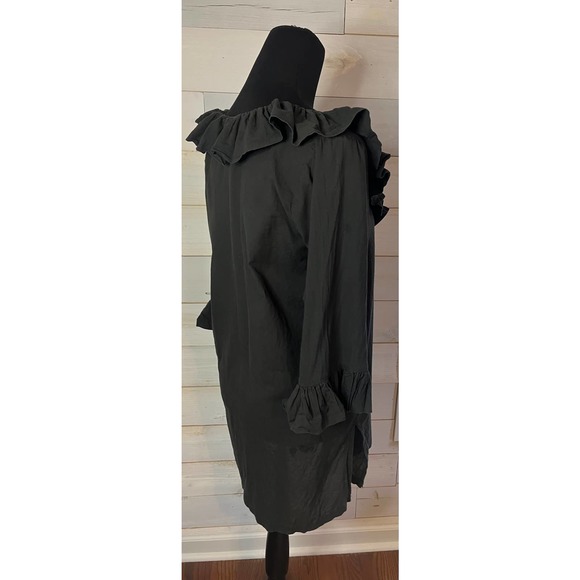 Gretchen Scott Designs Black Ruffle Neck Blouse Scoop Neck Tunic Size Small - Picture 5 of 12